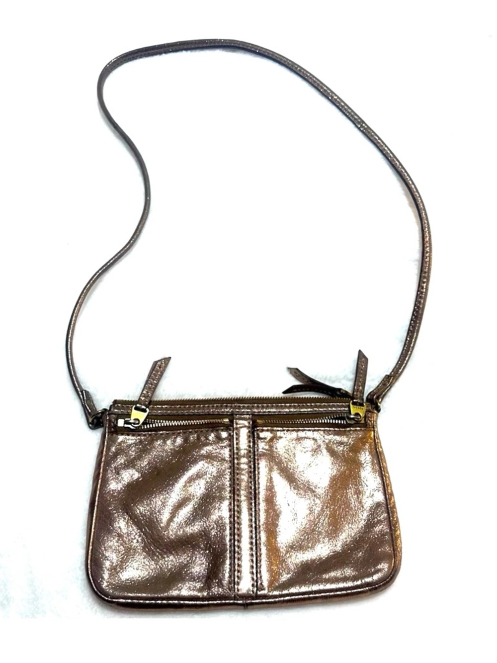 Fossil Metallic Bronze Crossbody Bag
